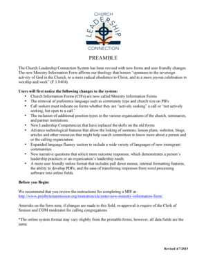 Ministry Information Form