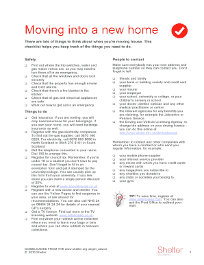 Moving House Checklist