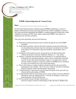 EMDR Acknowledgement & Consent Form