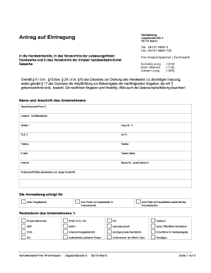 Antrag auf Eintragung in die Handwerksrolle