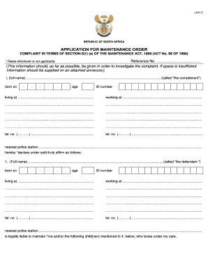 Application for Maintenance Order