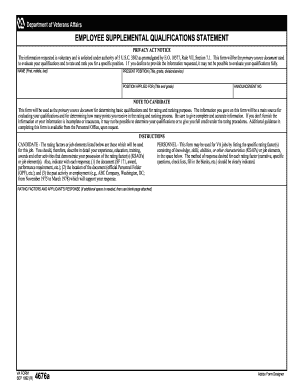 Employee Supplemental Qualifications Statement
