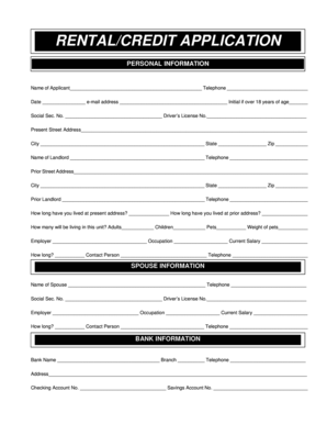 Rental Credit Application Form