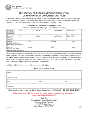 Illinois Dissolution of Marriage/Civil Union Verification Application