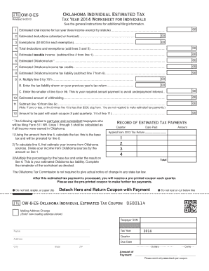 Oklahoma Individual Estimated Tax Form OW-8-ES