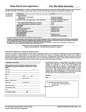 Chase Payroll Card Application