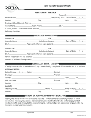 New Patient Registration Form - XRA Medical Imaging