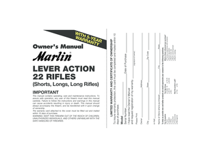 Marlin Firearms Limited Warranty and Certificate of Ownership