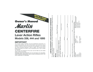 Marlin Firearms Limited Warranty and Certificate of Ownership