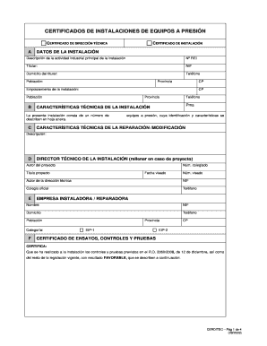 Certificados de Instalaciones de Equipos a Presión