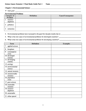 Science Issues: Semester 1 Final Study Guide Part 1