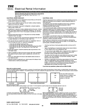 Electrical Rental Order Form