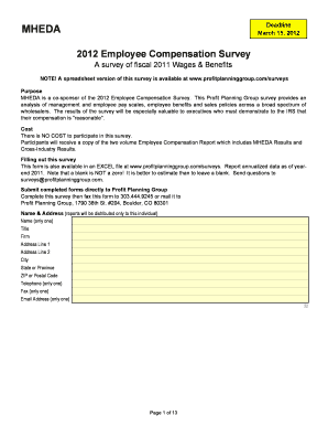 2012 Employee Compensation Survey Form