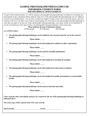 Photograph/Video/Audio Use Informed Consent Form