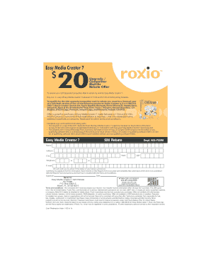 Easy Media Creator 7 $20 Mail-In Rebate Form