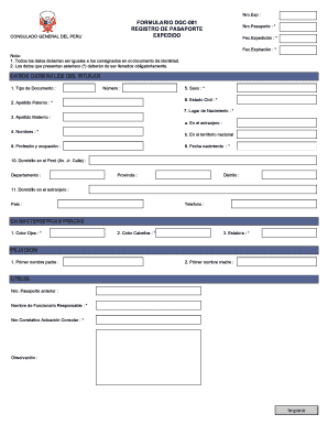 Formulario DGC-001