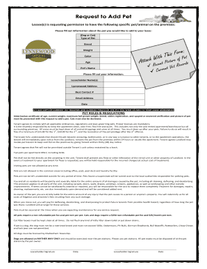 Pet Addition Request Form