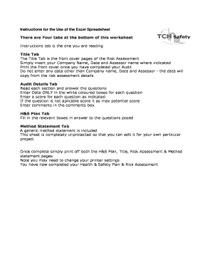 Health and Safety Risk Assessment Form