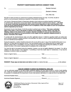 Property Maintenance Service Consent Form
