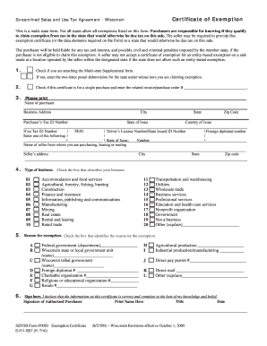 Wisconsin Sales Tax Exemption Certificate