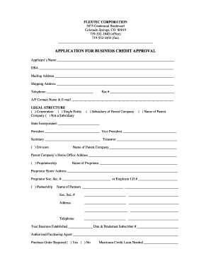 Business Credit Application Form
