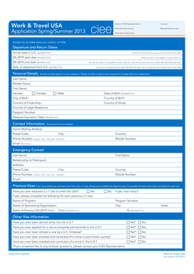 Work & Travel USA Application Form