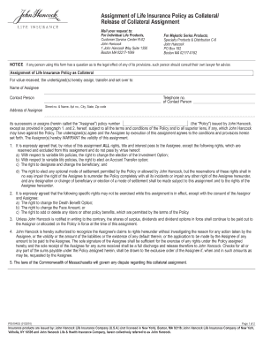 release of assignment of life insurance policy form