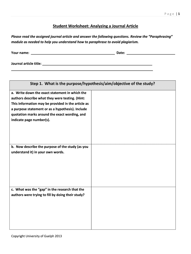 article review worksheet Preview on Page 1