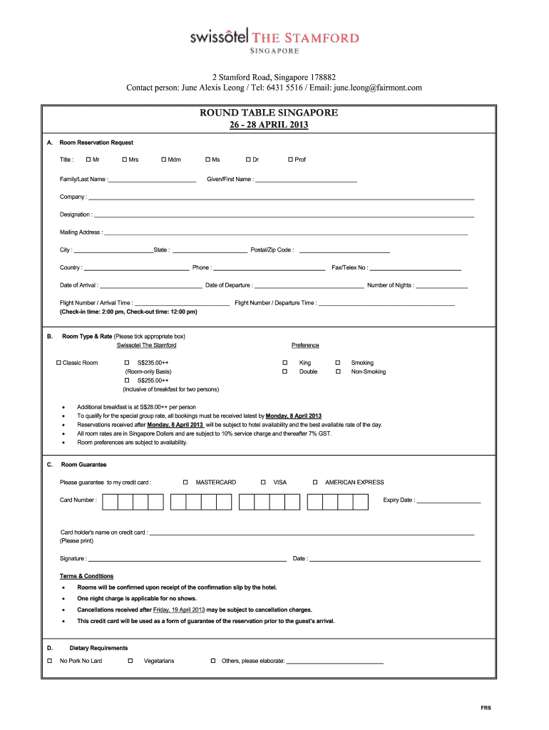 Reservation Slip Fill Online Printable Fillable Blank PdfFiller