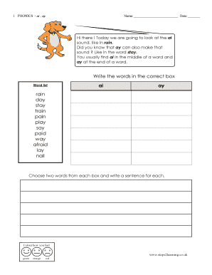 Phonics Worksheet - ai, ay