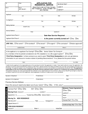 Alaska Residential Service Application