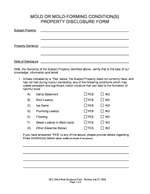 Mold Disclosure Form