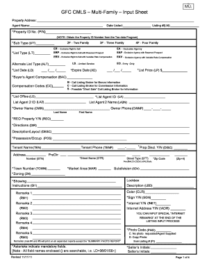 GFC CMLS Multi-Family Property Listing Form