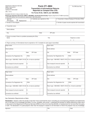 Connecticut Form CT-4804 Transmittal of Informational Returns