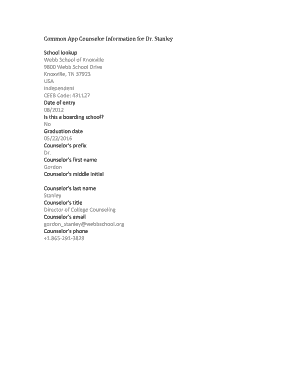 Common App Counselor Information Form