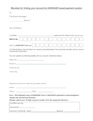 Aadhaar Linking Authorization Form