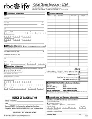 Retail Sales Invoice - USA - RBC Life Info - rbclife