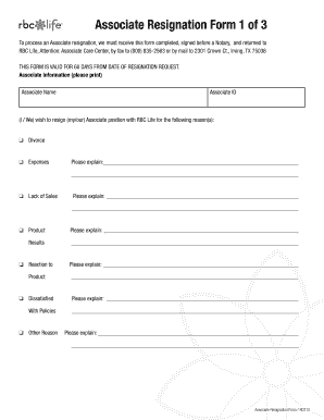 Associate Resignation Form