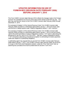 Form W-8ECI Certificate of Foreign Person's Claim