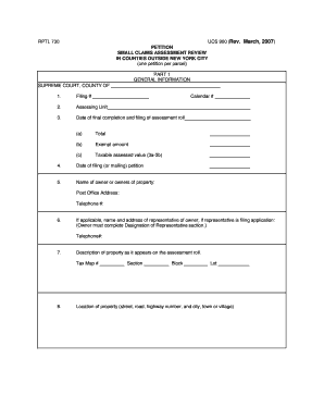 Small Claims Assessment Review Petition