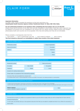 GlobalCapital Health Insurance Claim Form