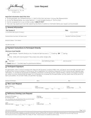 John Hancock Retirement Plan Loan Request Form