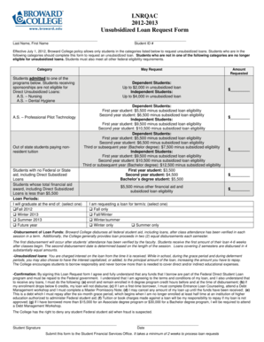 Unsubsidized Loan Request Form