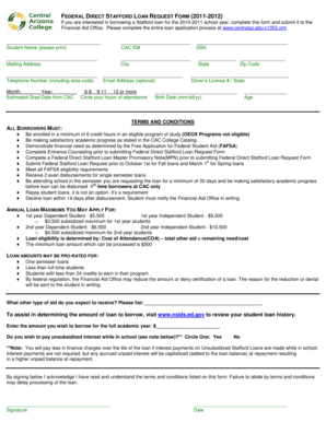 Federal Direct Stafford Loan Request Form