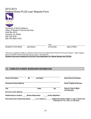 Federal Direct PLUS Loan Request Form