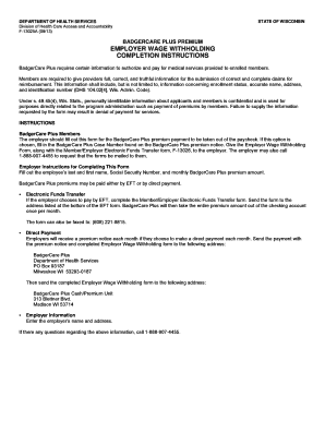 BadgerCare Plus Employer Wage Withholding Form