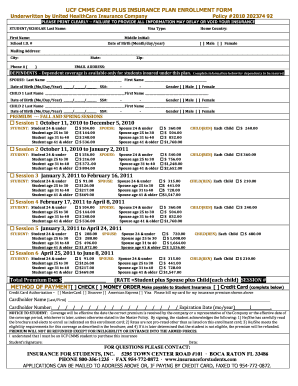 UCF CMMS Care Plus Insurance Enrollment Form