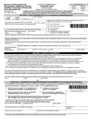 Connecticut Prejudgment Remedy Application
