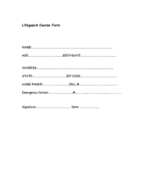 Lifeguard Course Form
