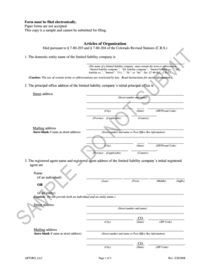 Colorado Articles of Organization for LLC